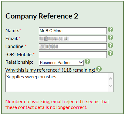 Reference rejected details