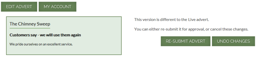 Editing an Approved advert